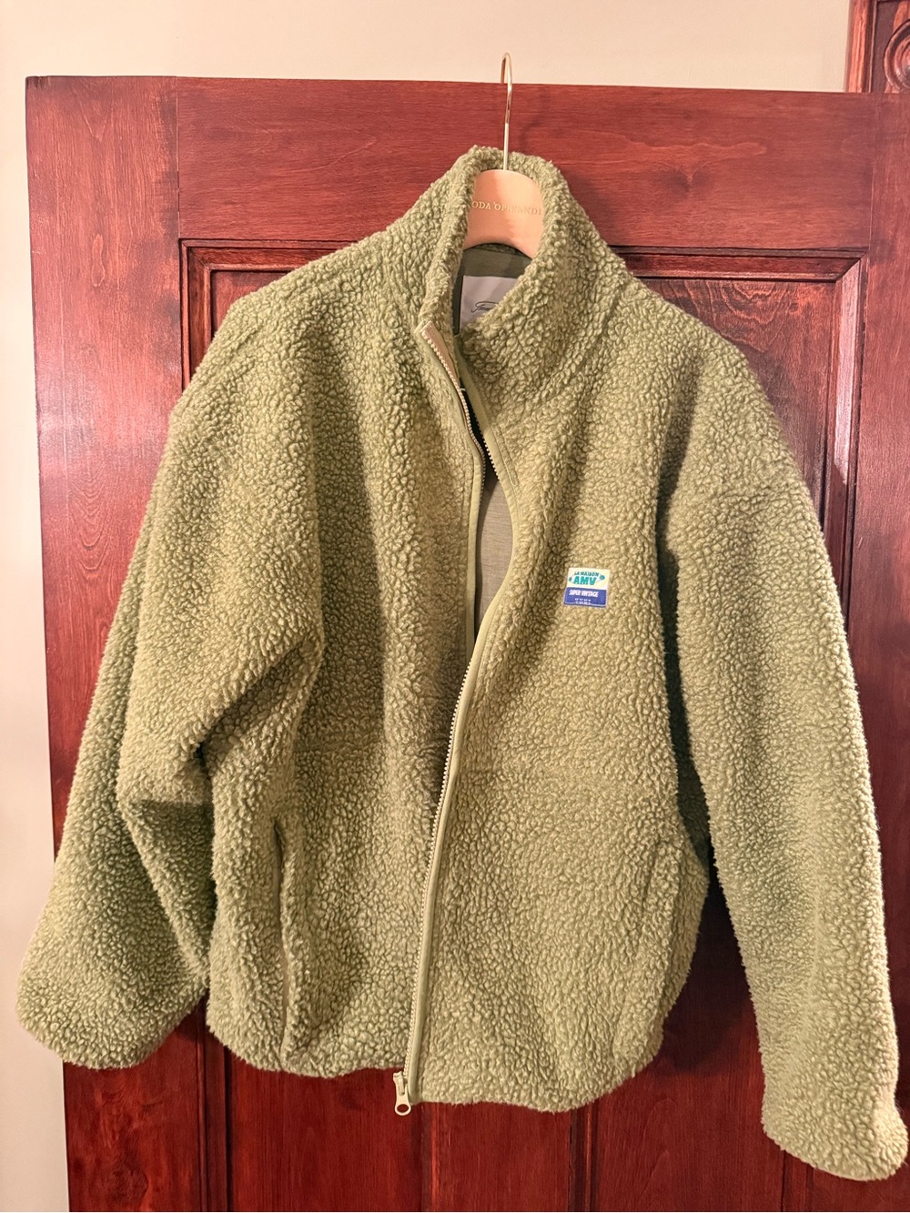 American Vintage Olive Green Sherpa Jacket - La Maison AMV